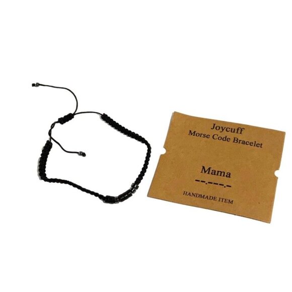 Morse Code Bracelet Black Beaded Slider Adjustable New - Picture 3 of 4